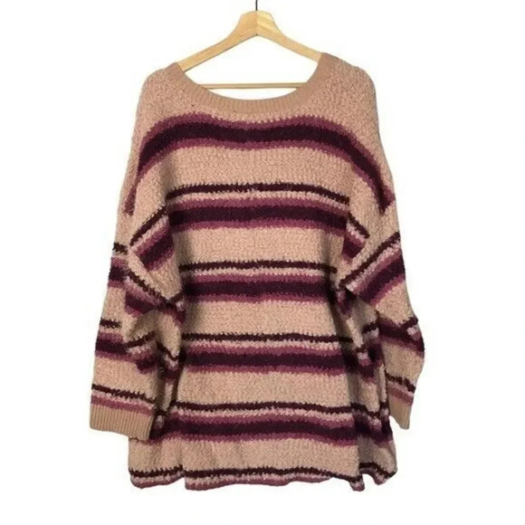 Torrid Popcorn Knit Drop Shoulder Pink & Purple Stripe Sweater 5 - Picture 6 of 7